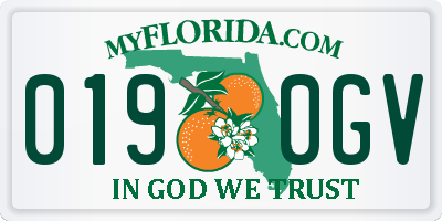 FL license plate 0190GV