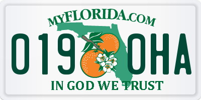 FL license plate 0190HA