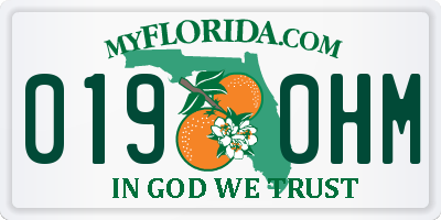 FL license plate 0190HM