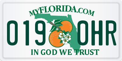 FL license plate 0190HR