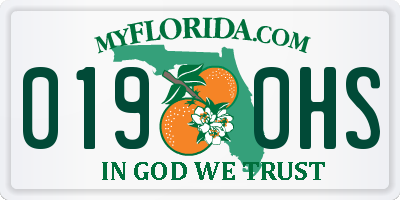 FL license plate 0190HS
