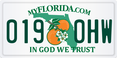 FL license plate 0190HW