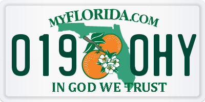 FL license plate 0190HY