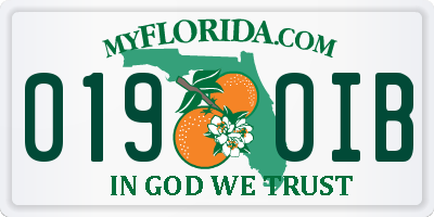 FL license plate 0190IB