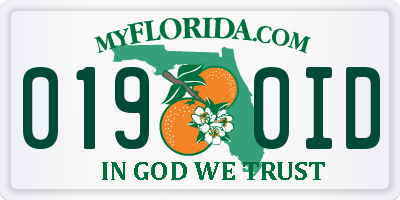 FL license plate 0190ID