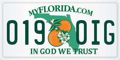 FL license plate 0190IG