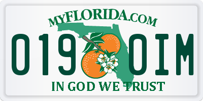 FL license plate 0190IM