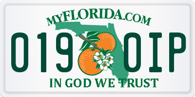 FL license plate 0190IP