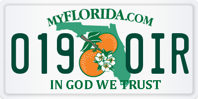 FL license plate 0190IR