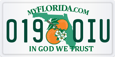 FL license plate 0190IU