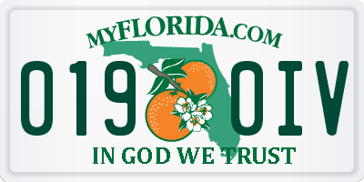 FL license plate 0190IV