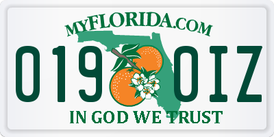 FL license plate 0190IZ