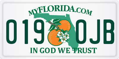 FL license plate 0190JB