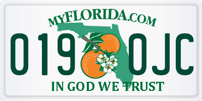 FL license plate 0190JC