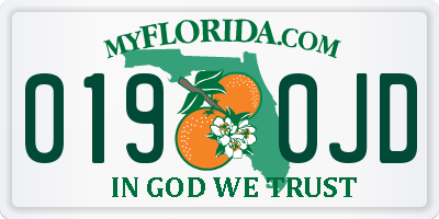 FL license plate 0190JD