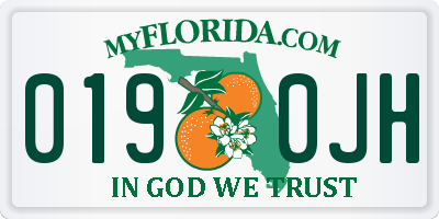 FL license plate 0190JH