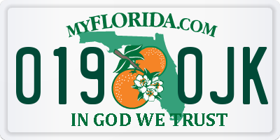 FL license plate 0190JK