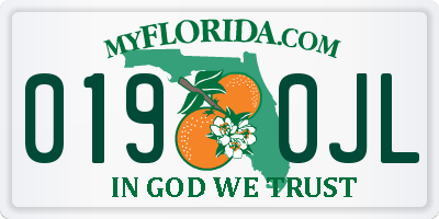 FL license plate 0190JL