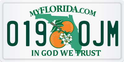 FL license plate 0190JM