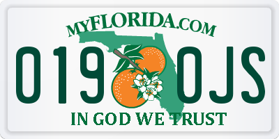 FL license plate 0190JS