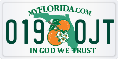 FL license plate 0190JT