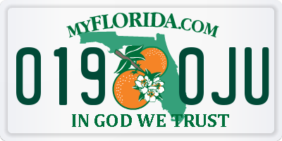 FL license plate 0190JU