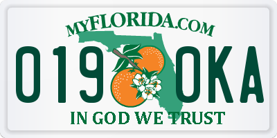 FL license plate 0190KA