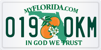 FL license plate 0190KM