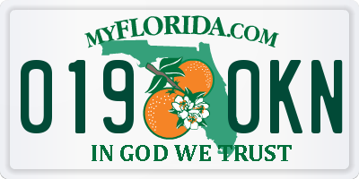 FL license plate 0190KN