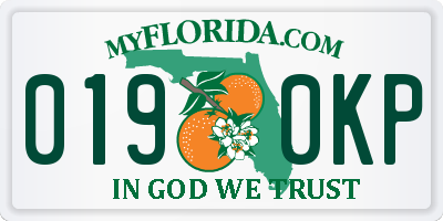 FL license plate 0190KP