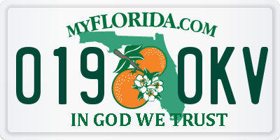 FL license plate 0190KV