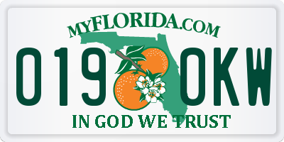 FL license plate 0190KW