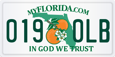 FL license plate 0190LB