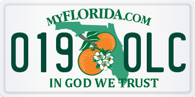 FL license plate 0190LC