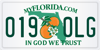FL license plate 0190LG