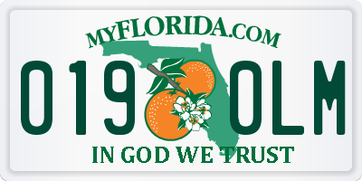 FL license plate 0190LM