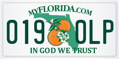 FL license plate 0190LP