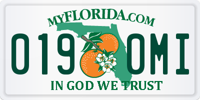FL license plate 0190MI