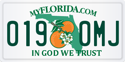 FL license plate 0190MJ