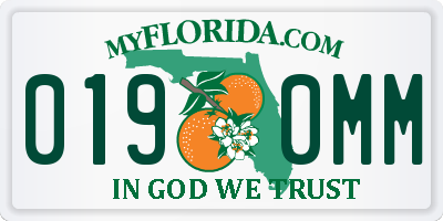 FL license plate 0190MM