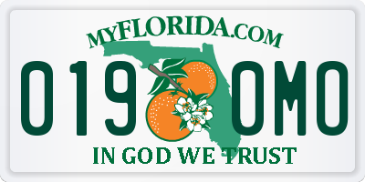 FL license plate 0190MO