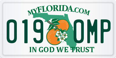 FL license plate 0190MP