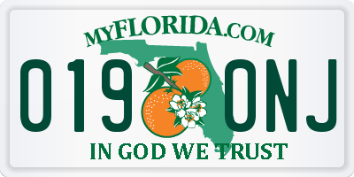 FL license plate 0190NJ