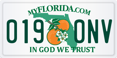 FL license plate 0190NV