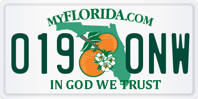 FL license plate 0190NW