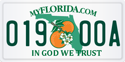 FL license plate 0190OA