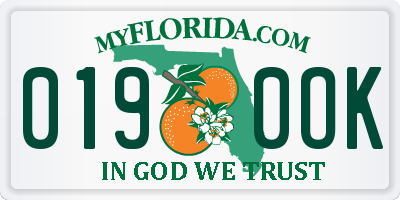 FL license plate 0190OK