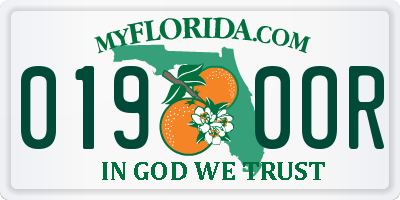 FL license plate 0190OR