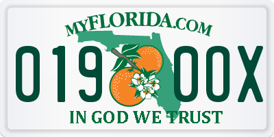 FL license plate 0190OX