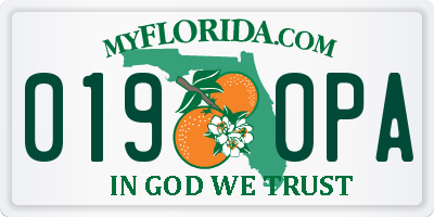 FL license plate 0190PA